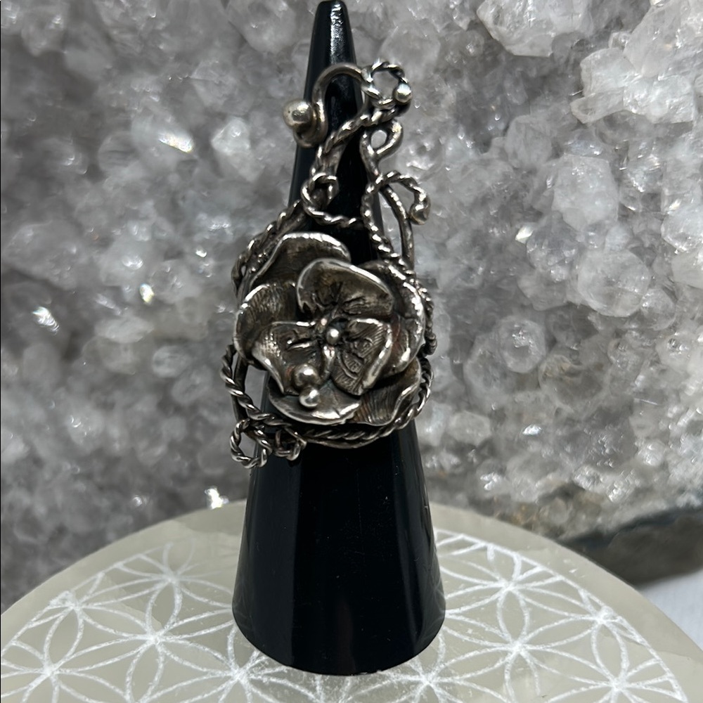 Artisan Made Sterling Silver Floral Statement Ring